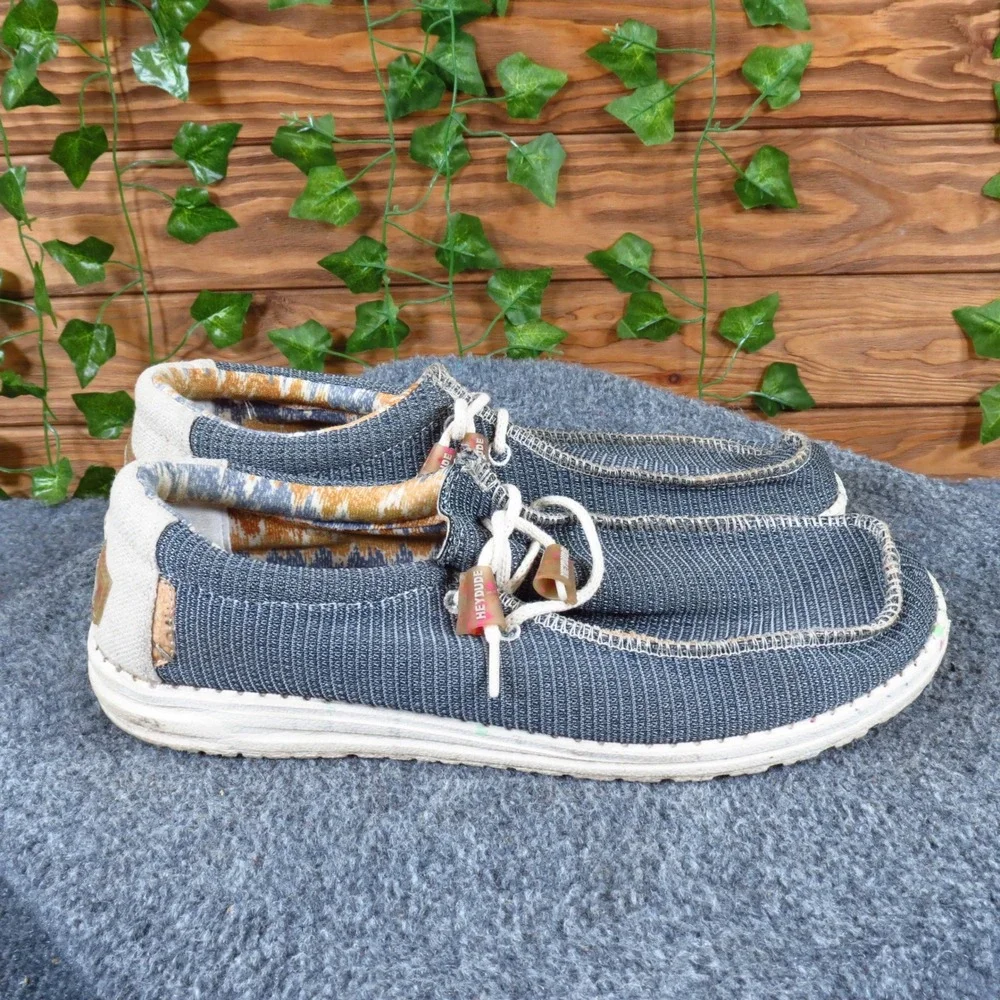 Hey Dude Wally Eco Sox Aegean Mens‎ Loafers Size 9 Daily Wear Blue Knit Shoes